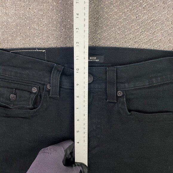 True Religion Ricky Relaxed Straight Jean Shorts Men's 32 Black Flap Raw Hem - Picture 7 of 10